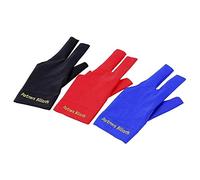POFET - Guantes de Cola de Billar elásticos de Licra para Mano Izquierda con 3 Dedos para Tiradores, Carom, Piscina, Snooker y Cola Deportiva (Rojo, Azul, Negro, Gris)