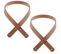 POFET - Juego de 2 Asas de Bolsa de Asas de Cuero sintético sólido para la fabricación de Bolsos de Mano, para Coser (60 cm), Color marrón