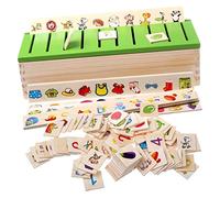 POFET Montessori - Clasificación para niños pequeños, 1 caja de clasificación, 8 tiras clasificadoras, 80 tarjetas de clasificación