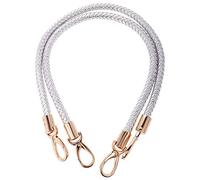 Pofet - Par de asas de repuesto para bolso bandolera, asas de cuero con cuerda trenzada y ganchos giratorios de metal - Plata