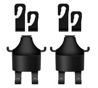 POFET Portavasos portátil para Asiento de Coche, 4 Uds. con Ganchos, Gancho Multifuncional para Respaldo de Asiento de Coche, Gancho para Coche 2 en 1, portavasos para Asiento Trasero (Negro)