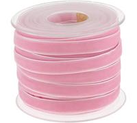 POFET Rollo de cinta de terciopelo de 10 mm de ancho y 18 metros de longitud para decoración de manualidades - Rosa