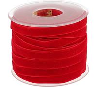 POFET - Rollo de cinta de terciopelo para manualidades y decoración (18 m x 10 mm), color rojo