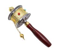 POFET Rueda de oración tibetana de Mano, Herramienta de manivela de Mantra Budista de aleación, Rueda de oración de Oro Negro para meditación y práctica Espiritual