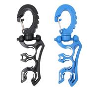 POFET Soporte de Manguera Doble de Buceo de 2 Piezas con Clip, Gancho de Bucle de retención del regulador de Clip de Soporte de Tubo BCD de Buceo (Negro + Azul)