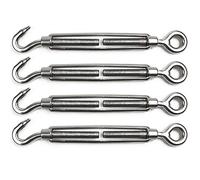 POFET - Tensor de alambre de 4 piezas M10 de acero inoxidable Tensor de torniquete ajustable gancho y ojo Set resistente