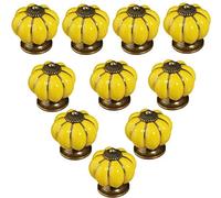 POFET Tiradores de puerta de cerámica, 10 unidades, estilo vintage, calabaza, cajón, tiradores de armario, muebles, decoración del hogar, color amarillo