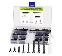 POFET Tornillos autorroscantes de Cabeza Plana M3 420 Piezas Tornillos autorroscantes de Cabeza avellanada Phillips Negros Incluye 20 Piezas de Anclajes de Tornillo M6