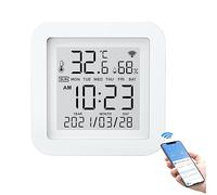 POFET WiFi Sensor de Temperatura Termómetro inalámbrico Termómetro Digital Higrómetro Soporte Aplicación móvil Control Asistente de Voz