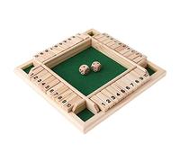 POFET Wood Deluxe 4 Lados 10 Número Shut The Box Juego de Tablero de Dados para niños Adultos Juego de Estrategia de Madera Tradicional