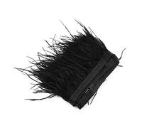 POFET Yards Cinta de plumas de avestruz natural suave para coser vestidos, decoración, manualidades, ropa, boda, decoración, costura, manualidades, 13-15 cm (negro)