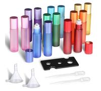 POFIBO 16 Piezas Roll On Bottle Botellas Aceites Esenciales con Bolas de Acero Inoxidable,Botellas de Aceite Esencial de 10 ml,Roll on Rellenable para Aceites Esenciales, Aromaterapia, Perfumes