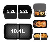POFIBO Accesorios para freidora aire caliente para Ninja Foodi Flexdrawer 10,4L AF500EU, 3 piezas reutilizable Airfryer molde de silicona para hornear para Ninja Flex Drawer Dual Zone AF500EU AF500
