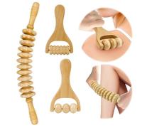 POFIBO Barra de Fascia de Madera - 3 Piezas de Rodillo de Fascia de Madera, Rodillo de Masaje de Madera para la Espalda, Celulitis y Más, Relaja Eficazmente los Músculos y Alivia la Fatiga