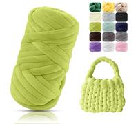 POFIBO Ovillo de Lana Gruesa, 500g XXL Chunky Yarn DIY Gorda para Tejer a Mano, Hilo Tubular Grueso Hilo para Tejer a Crochet, Principiantes, Manta, Bolso, Nido de Animales, Almohada, 16m, Verde Oliva