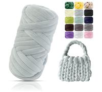 POFIBO Ovillo de Lana Gruesa, 500g XXL Chunky Yarn DIY Gorda para Tejer a Mano, Hilo Tubular Grueso Hilo para Tejer a Crochet, Principiantes, Manta, Bolso, Nido de Animales, Almohada, 16m, Gris
