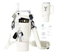 POFIBO Soporte para Botella de Agua para Stanley Tumbler 40 oz, Porta Botella de Agua con Compartimento para Teléfono Móvil y Correa Ajustable para Viajes, Camping