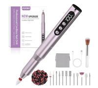 POFIBO Torno para Uñas Profesional - Lima Eléctrica uñas 35000RPM - 12 en 1 Torno para Uñas USB con Brocas de Cerámica - Manicura y Pedicura Eléctrico Profesional para Salón (Púrpura)