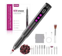 POFIBO Torno para Uñas Profesional - Lima Eléctrica uñas 35000RPM - 12 en 1 Torno para Uñas USB con Brocas de Cerámica - Manicura y Pedicura Eléctrico Profesional para Salón