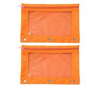 pofluany Organizador de suministros escolares, bolsa de lápices reforzada con cierre de anillo, gran capacidad, 3 carpetas, impermeable, tela Oxford, artículos de papelería, naranja oscuro, XX-Small
