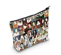 POFULL Bolsa de cosméticos para fanáticos de la historia británica, regalo para profesores de historia de reyes y reinas de Inglaterra, Reyes y reinas