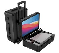 POGA Lux Black - Maletín de Juego (Compatible con Playstation 5), Maleta de Viaje con Monitor Gaming AOC de 24'' y Trolley - Negro