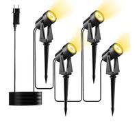 Pogestrand Foco Led Exterior Impermeable, 14M/46FT Paquete de 4 Focos LED de Paisaje con Luz Cálida 3000K 27V para Iluminación Jardín & Impermeables IP65 para Exterior