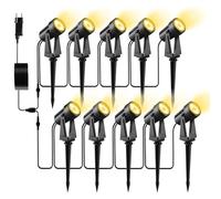 Pogestrand Foco Led Exterior Impermeable, 32M/105FT Paquete de 10 Focos LED de Paisaje con Luz Cálida 3000K 27V para Iluminación Jardín & Impermeables IP65 para Exterior