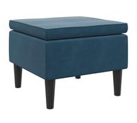 Poggiapiedi con Gambe in Legno Blu in Velluto