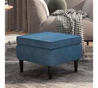 Poggiapiedi con Gambe in Legno Blu in Velluto