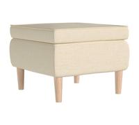 Poggiapiedi con Gambe in Legno Crema in Tessuto
