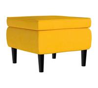 Poggiapiedi con Gambe in Legno Giallo in Velluto