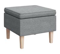 Taburete Con Patas De Madera Tapizado Tejido Gris Claro Vidaxl