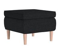 Poggiapiedi con Gambe in Legno Nero in Tessuto
