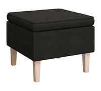 Poggiapiedi con Gambe in Legno Nero in Tessuto