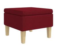 Poggiapiedi con Gambe in Legno Rosso Vino in Tessuto