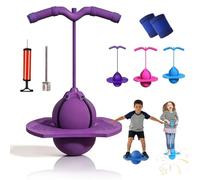 Pogo Jumper Ball for Kids & Adults, Balance Jumping Ball with Handle and Pump, Bounce Jump Trick Board, Strong Grip Deck Sticks for Boys & Girls, Exercise Balance Coordination Ability (Purple)