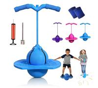 Pogo Jumper Ball for Kids & Adults, Balance Jumping Ball with Handle and Pump, Bounce Jump Trick Board, Strong Grip Deck Sticks for Boys & Girls, Exercise Balance Coordination Ability (Blue)