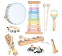 POGOLAB Instrumentos musicales para niños a partir de 3 años, juguetes musicales Montessori para bebés con xilófono para niños/panderetas/maracas, juguetes musicales para bebés a partir de 3, 4, 5
