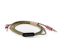 POGS - Safe Cable | Cable de audio de 3,5 mm para auriculares The Gecko & The Elephant | Volumen limitado 85 dB, tecnología segura | Micrófono integrado | Cable de tela antienredos de 3.3 pies (rosa)