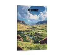 POGUZHS Póster de viaje vintage de África Lesotho, lienzo decorativo para el hogar, dormitorio, decoración moderna, 60 x 90 cm