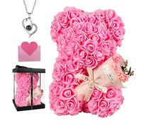 POHOMEGK Rosa Artificial de Seda Rosa Regalo del día de San Valentín,Oso de la Flor de Rosa Hecha a Mano Rosa Flor Oso Rosa-decoración del hogar del Partido del Evento Regalo del día de la Madre