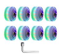 POHOVE 8 Piezas Ligeras Ruedas de Patines, Luminoso Rollo Skate Ruedas con Bajo Ruido Giratorio Rodamientos Sustituye Patines Ruedas Aplicar para Doble Fila Patinaje, Skate, 2.28x1.26