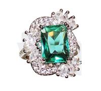 POIAFTETMA Anillo clásico de 2026 con diseño de flor de turmalina y esmeralda, 100 % plata de ley auténtica, para fiesta, boda, para mujer, joyería nupcial, accesorios de moda, regalo creativo