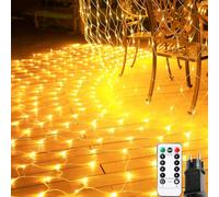 POIFL 208 LED Guirnaldas Neta Luz Exterior, 3 x 2M Red de Luces Navidad con Enchufe, Remoto & Temporizador, 8 Modos IP65 Impermeable Luces de Red para Balcón,Césped,Jardín,Navidad, Exterior/Interior