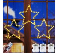 POIFL Luces Navidad Exterior, Set De 3 Piezas, 40led Luz Natal Exterior Con Temporizado, 8 Modos, Estrellas Navidad, Luces Navideñas Interior Para Balcones, Ventanas, Terraza Batería Big Star Lights