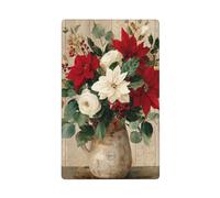 Poinsettias rojas en jarrón de cerámica rústica, placa de pared en blanco, cubierta decorativa para interruptor de luz, 1 banda para cocina, baño, tamaño 11,4 x 7 cm