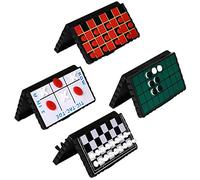 Point Games Juego De Mesa De Viaje, Paquete De 4 Juegos Magnéticos Clásicos para Niños, Incluye Tableros Individuales Y Piezas para Damas, Ajedrez, Tres En Raya, Diversión para Coche O Avión