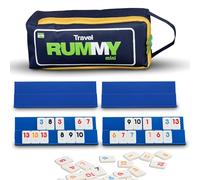 Point Games Mini Travel Rummy con 106 fichas y cuatro racks de juego exclusivos de 2 niveles en una bolsa de viaje súper duradera, color blue & white (2042) , color/modelo surtido