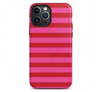 POINT&GO Funda iPhone 13 Pro Silicona TPU Rayas Rosa Roja, Carcasa Protectora Antigolpes, Case Mujer, Diseño Bonito Estética, Protector Móvil Delgado Antideslizante